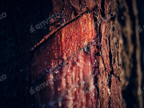 Preview: Tree trunk with natural resin