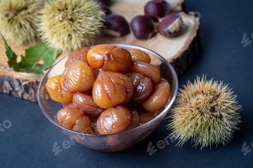 Preview: Chestnut dessert. Traditional delicious Turkish dessert; chestnut candies (Kestane Sekeri)