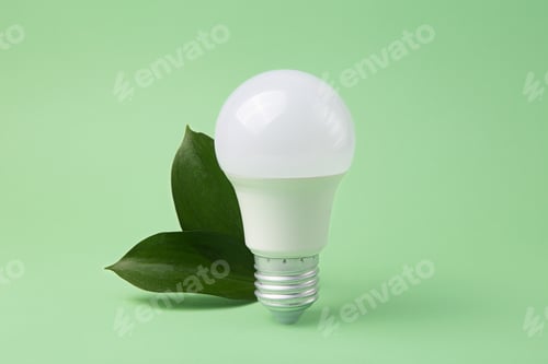 Preview: Led bulb with frsh green leafs,green energy concept.