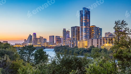 Preview: Austin City with skyscrapers during the sunset