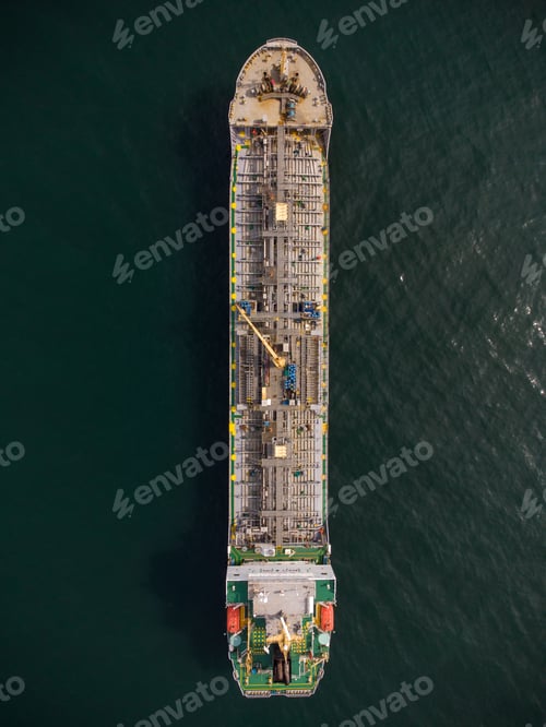 Preview: Large general cargo ship tanker bulk carrier, Top down aerial view.