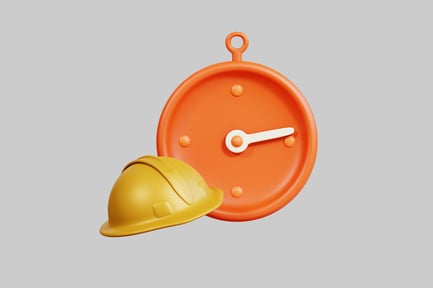 Preview: Orange clock and yellow hard hat