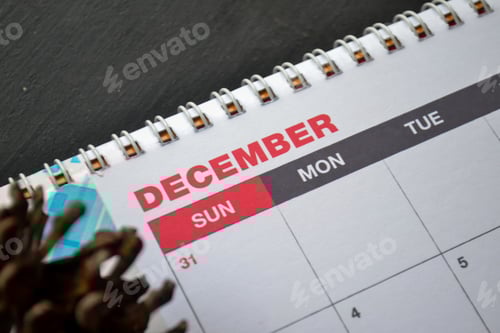 Visualização: Mês de dezembro em um calendário