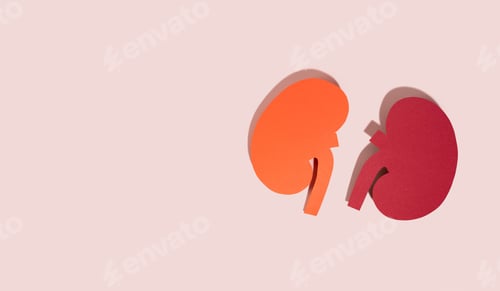 Preview: Concept World kidney day, handcraft paper red kidneys on pink background. Copy space. Banner
