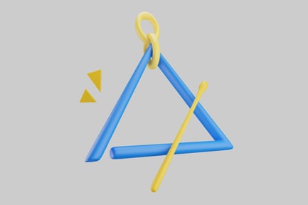 Preview: Blue triangle musical instrument with stick