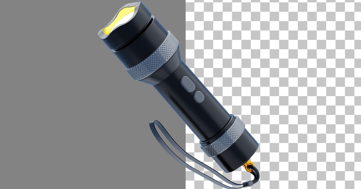 Flashlight 3D Icon 3D, Incl. flashlight & light - Envato