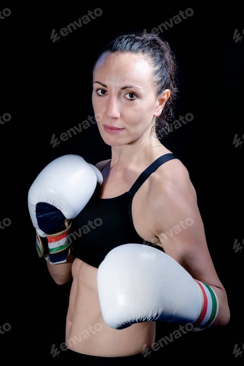Preview: Female fighter with boxing gloves