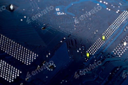 Preview: Typical desktop computer mainboard close-up view