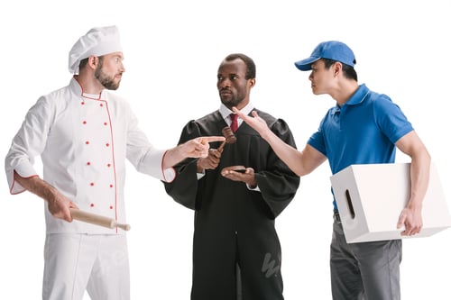 Preview: judge, chef and courier isolated on white