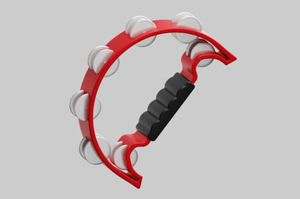 Preview: Red tambourine with finger grips