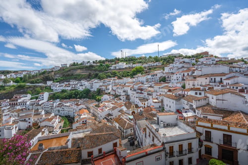 Preview: Aerial view of Setenil White Houses - Setenil de las Bodegas, Andalusia, Spain