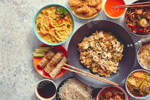 Preview: Chinese food set. Asian style food concept composition.