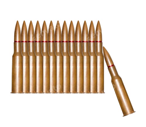 Preview: Rifle bullets in a row isolated