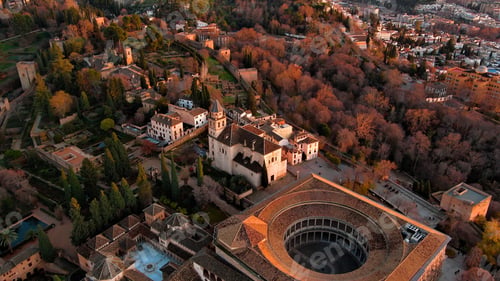 Preview: Aerial view of the Alhambra palace and fortress in Granada, Andalusia, in Spain