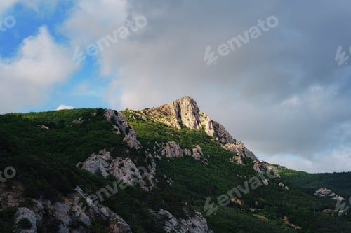 Preview: High mountain in evening time. Beautiful natural landscape