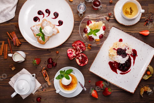 Preview: Desserts with berries and tea