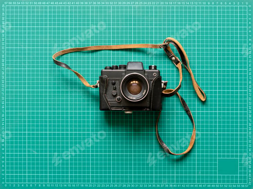 Preview: a vintage classic old fashioned photo camera, simple creative idea concept