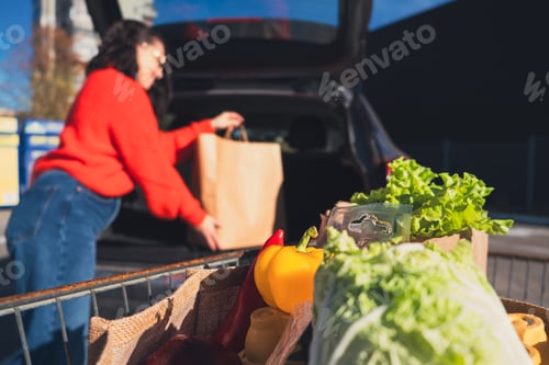 Preview: woman put packages in car trunk