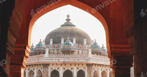 Preview: New Delhi, Delhi, India. Doves birds sitting on Isa Khan's Tomb near The Humayun's tomb. Famous