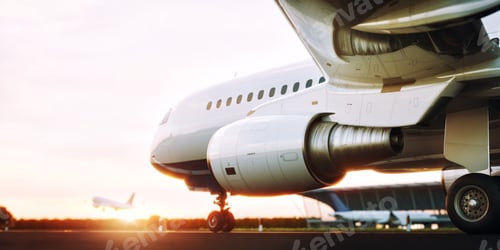 Preview: White commercial airplane standing on the airport runway