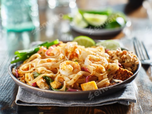 Preview: pad thai with shrimp on plate