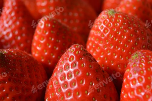 Preview: Bright red, delicious Strawberry fruits, close up