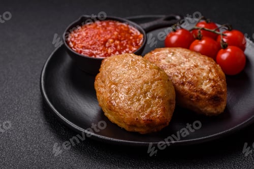 Preview: Delicious fresh fried minced fish cutlets with spices and herbs