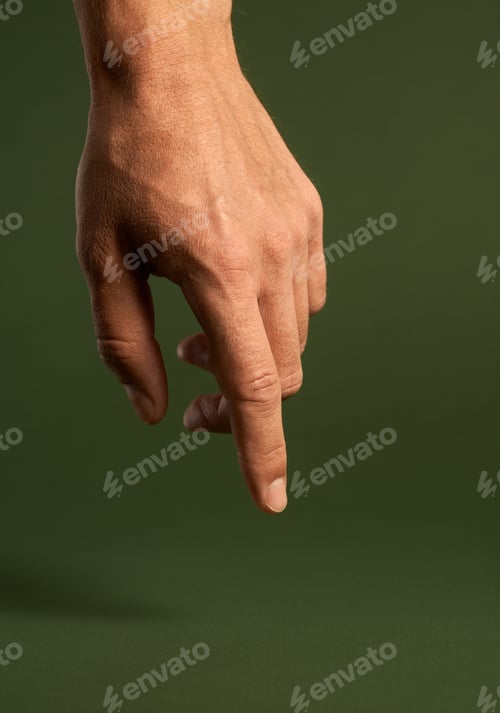 Preview: Male hand touching.