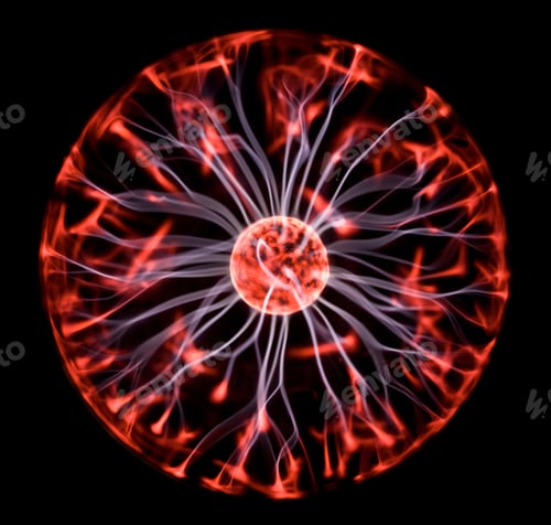 Preview: Decoration lamp in shape of plasma ball with red and blue electrodes