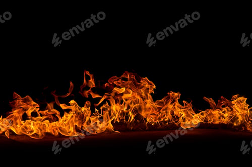 Preview: Blazing flames on black background