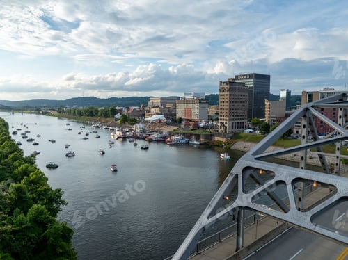 Preview: Aerial view of Charleston, WV and the annual Sternwheel Regatta