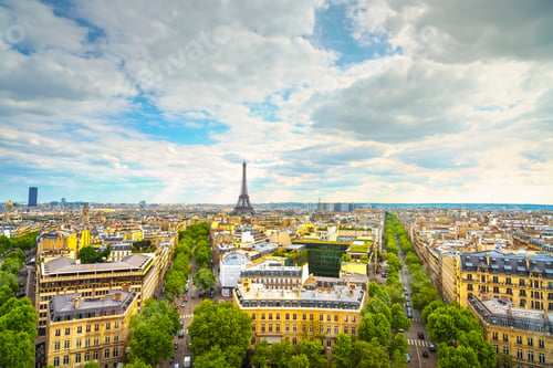 Preview: Eiffel Tower landmark, view from Arc de Triomphe. Paris, France.