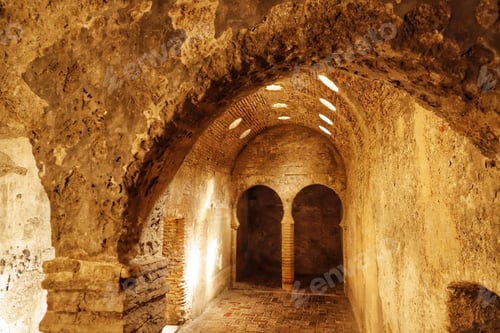Preview: A view of the interior of the ruined Hammam el Banuelos, located in the city of Granada, Spain