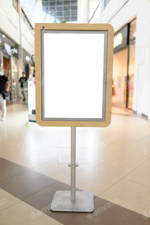 Preview: blank sign with copy space for your text message or mock up content in modern shopping mall