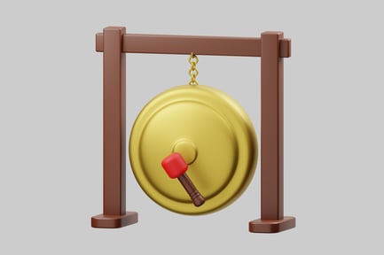 Preview: Ceremonial asian gong with mallet