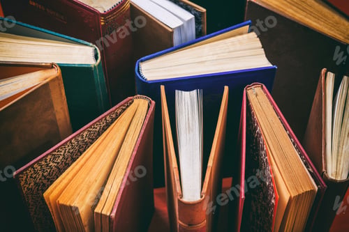 Preview: Standing vintage books background