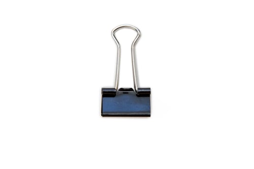 Black Metal Binder Clip on White Background