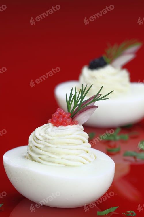 Preview: Canapes with egg and caviar
