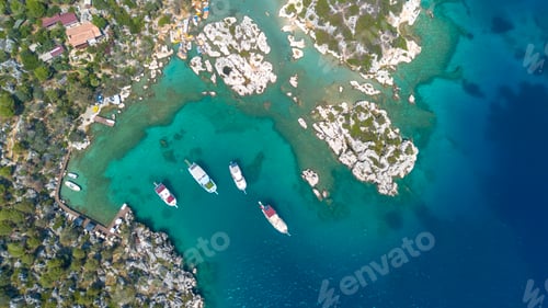 Preview: Aerial view with drone. Kalekoy - Simena - Kekova - Turkey.