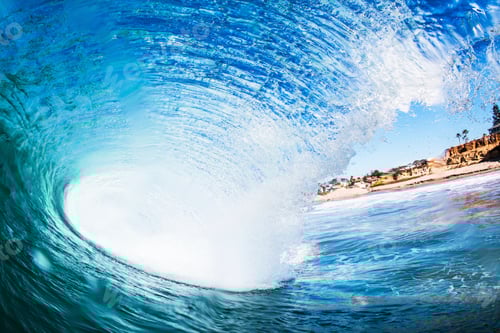 Preview: Big surfing ocean wave, Encinitas, California, USA