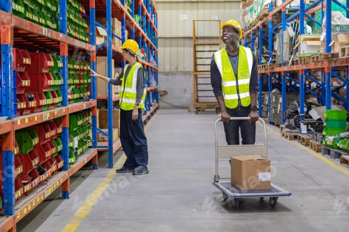 Preview: Store clerks inspect products, warehouses, industrial and logistics supply chains.