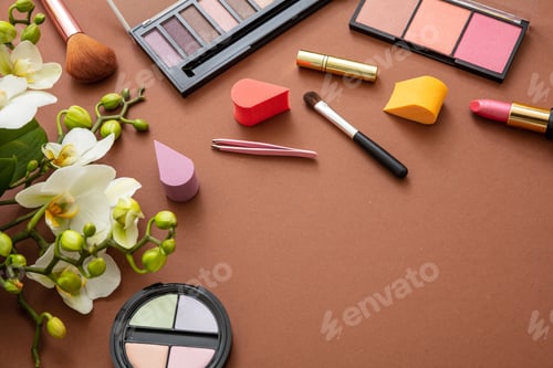 Preview: Make up natural cosmetics against brown color background