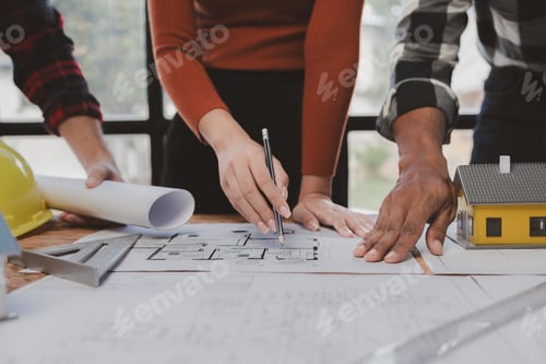 Preview: Group architects and engineers build houses and conference buildings together to design and build st