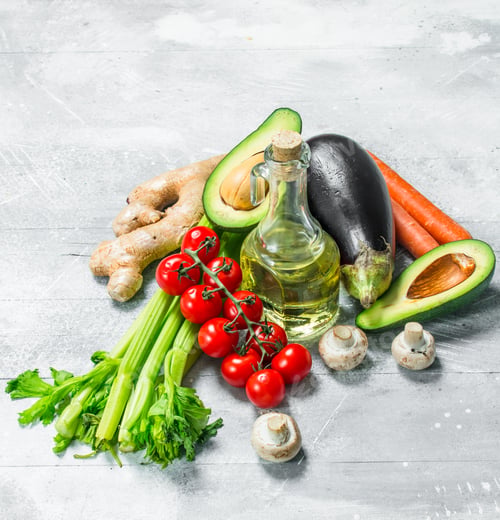 Preview: Organic food. Big assortment of healthy fruits and vegetables.