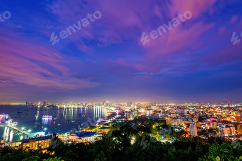 Preview: Pattaya City at night scene landmark in Thailand