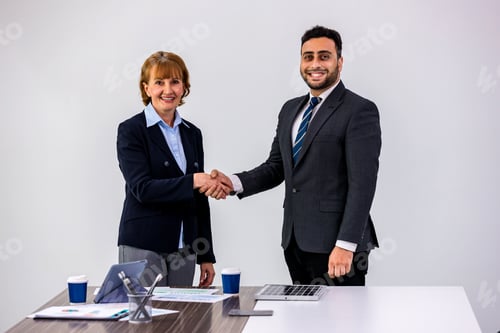 Preview: Business people shaking hands.