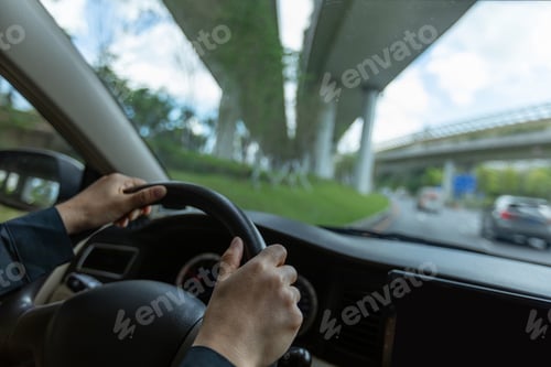 Preview: People driving car on city road