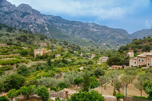 Preview: Picturesque valley in Tramuntana mountains near village Fornalutx in Mallorca