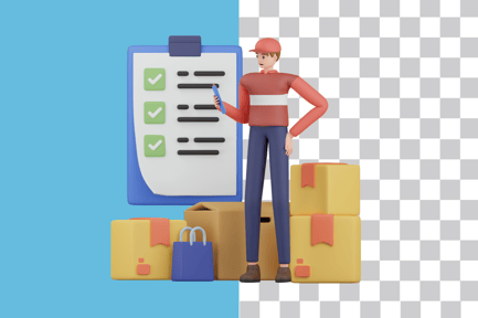 Preview: Delivery Man Checking Package List