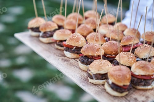Preview: Mini Burgers on Display at Outdoor Event